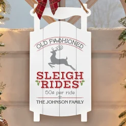 Vintage Sleigh Ride Hanging Sled Wood Wall Art