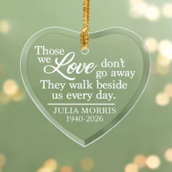 Walk Beside Us Memorial Glass Heart Ornament
