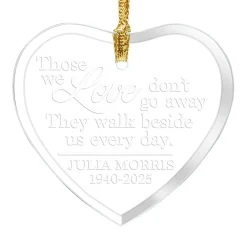 Walk Beside Us Memorial Glass Heart Ornament