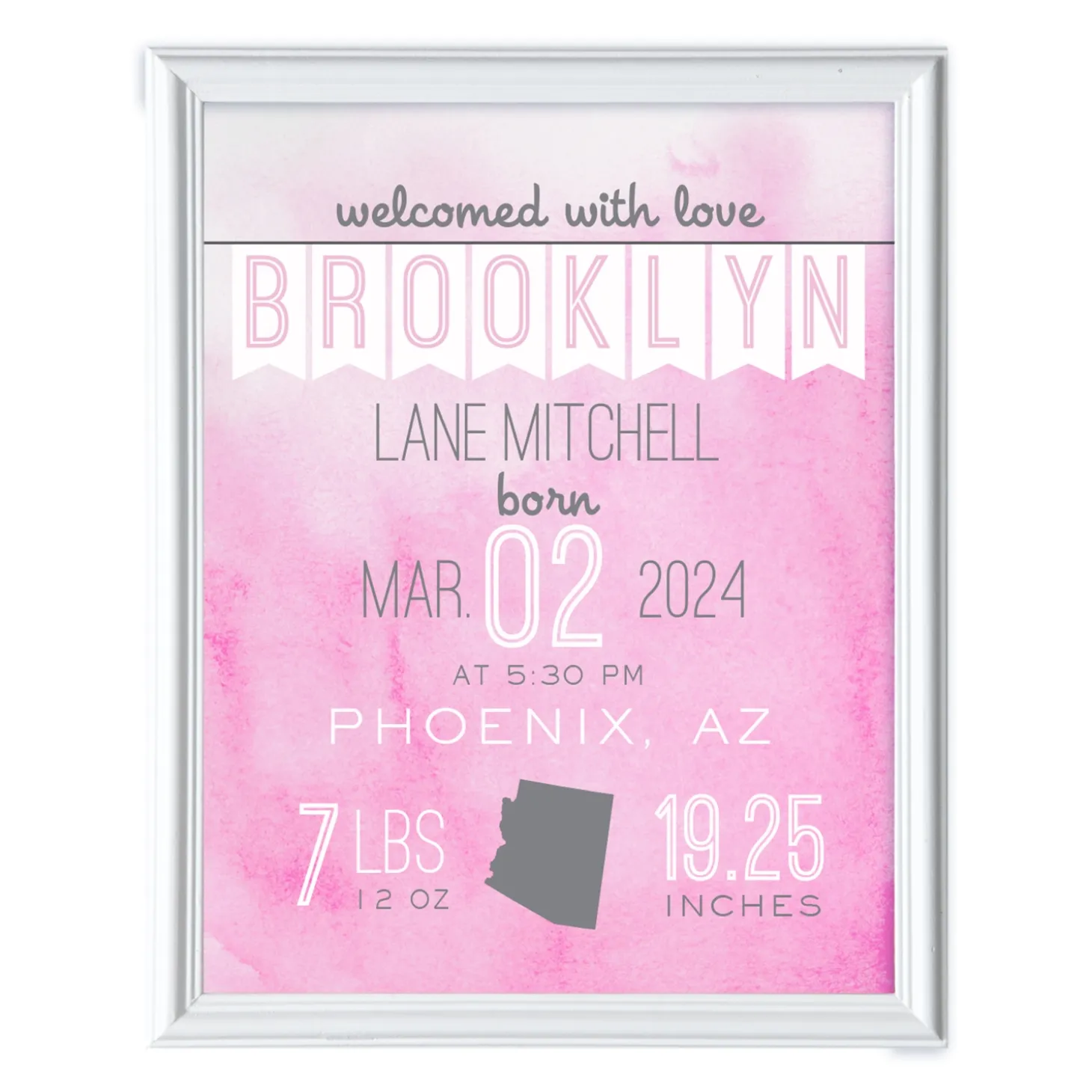 Water Color Baby Welcome Framed Print