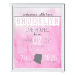 Water Color Baby Welcome Framed Print