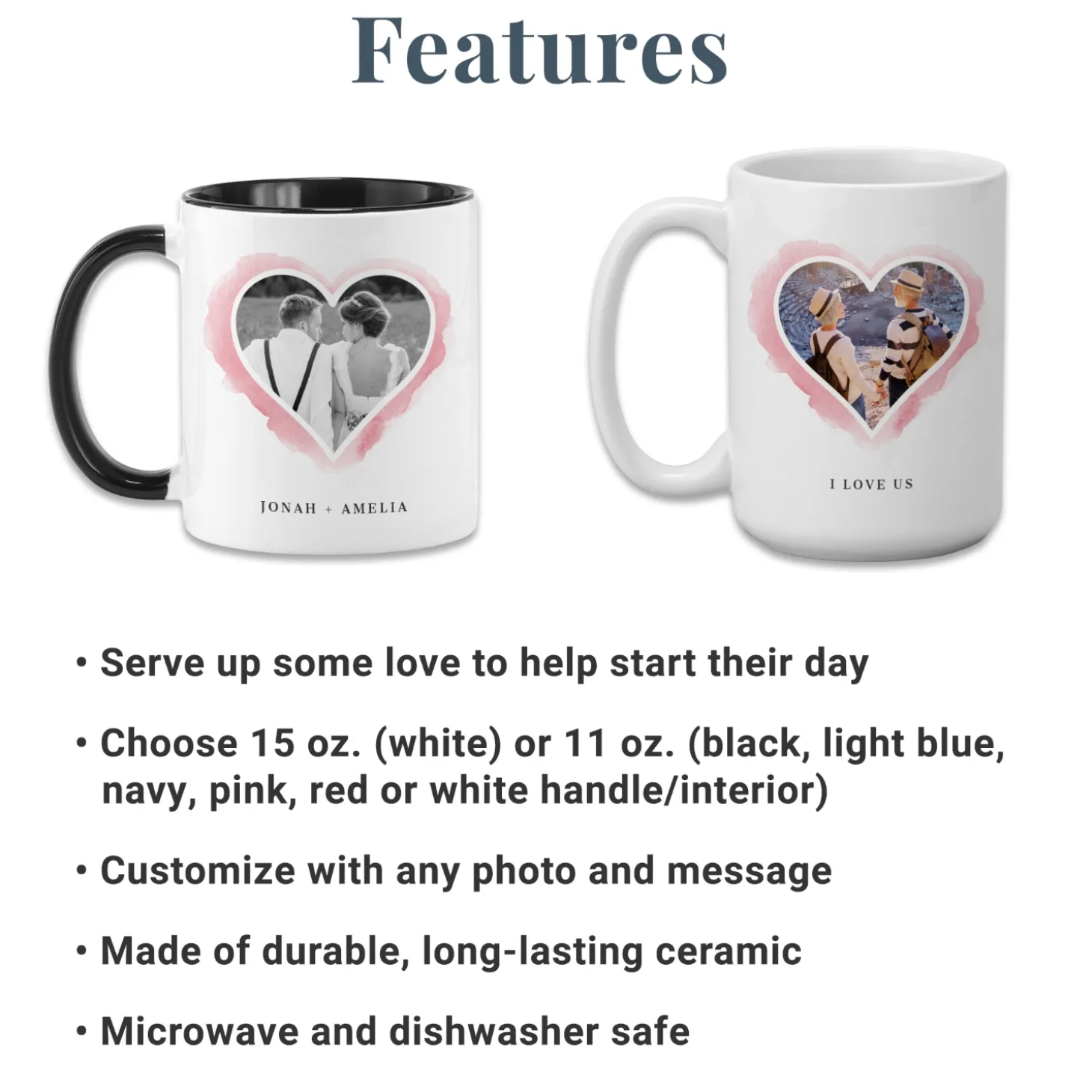 Watercolor Hearts Photo Mug