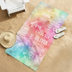 Watercolor Name Beach Towel