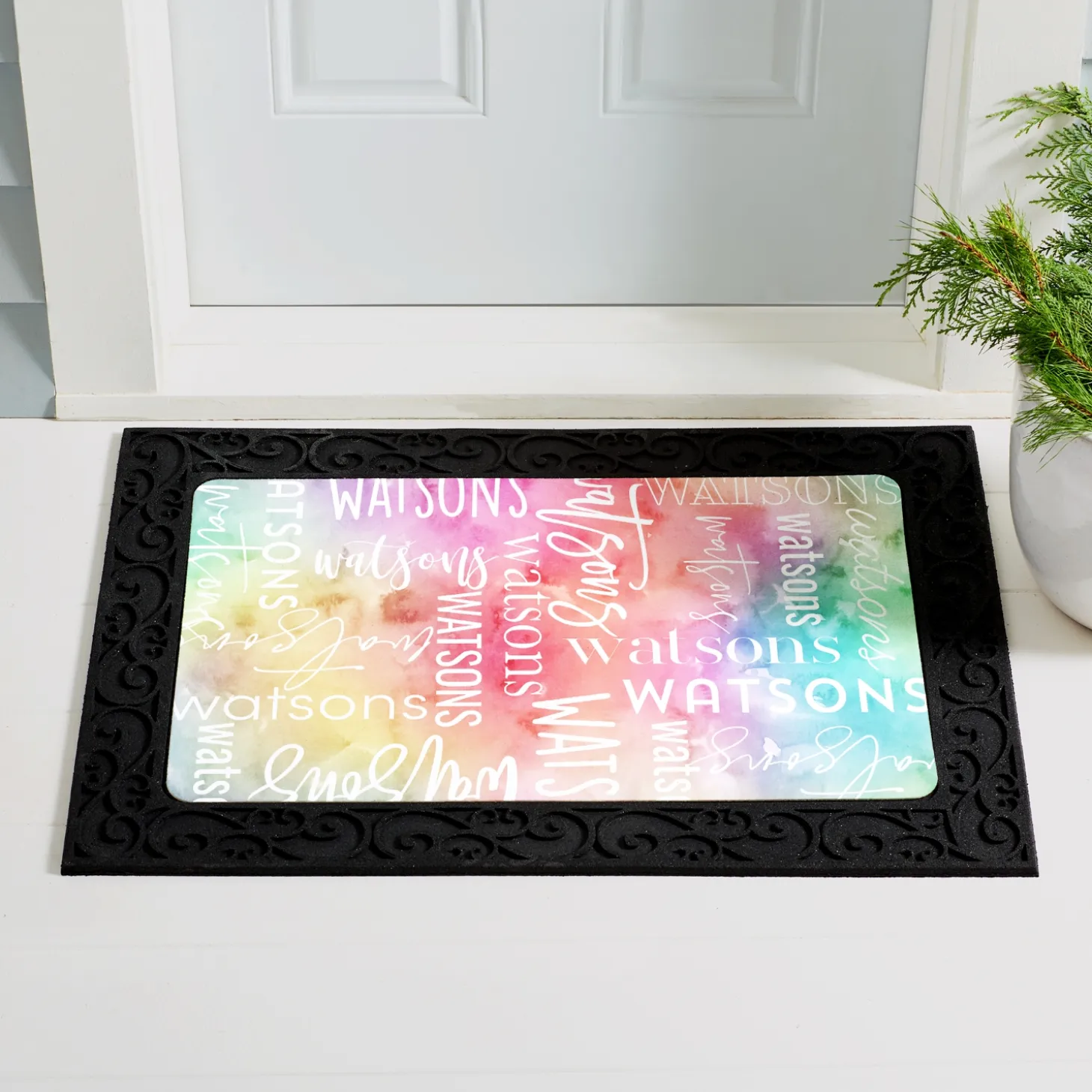 Watercolor Name Doormat