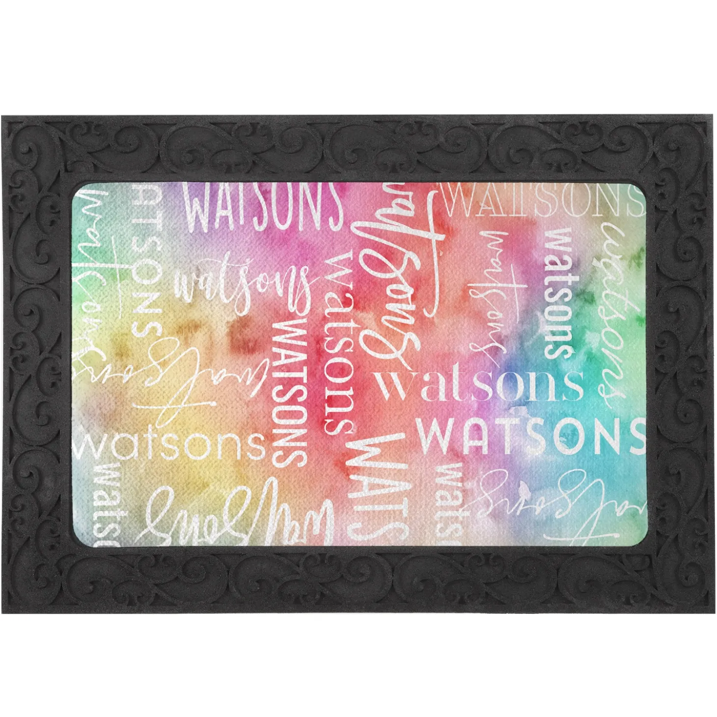 Watercolor Name Doormat