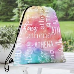 Watercolor Name Drawstring Bag