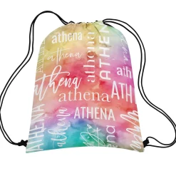 Watercolor Name Drawstring Bag