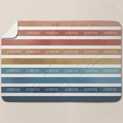 Watercolor Name Stripes Baby Swaddle Blanket
