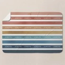 Watercolor Name Stripes Baby Swaddle Blanket