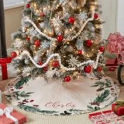 Watercolor Pines Quilted Tree Skirt