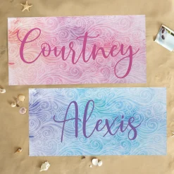 Watercolor Waves Beach Towel