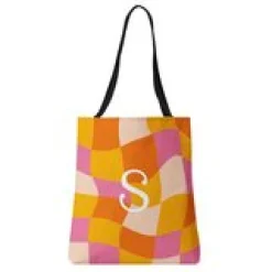 Wavy Initial Tote Bag