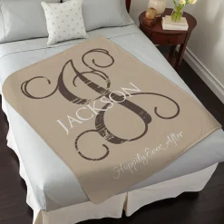 Weathered Initial Plush Blanket