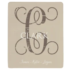 Weathered Initial Plush Blanket