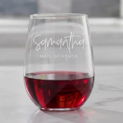 Wedding Party Stemless Wine Glass