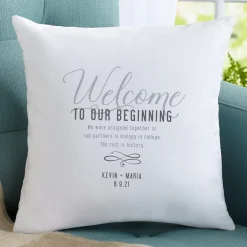 Welcome to Our Beginning Throw Pillow