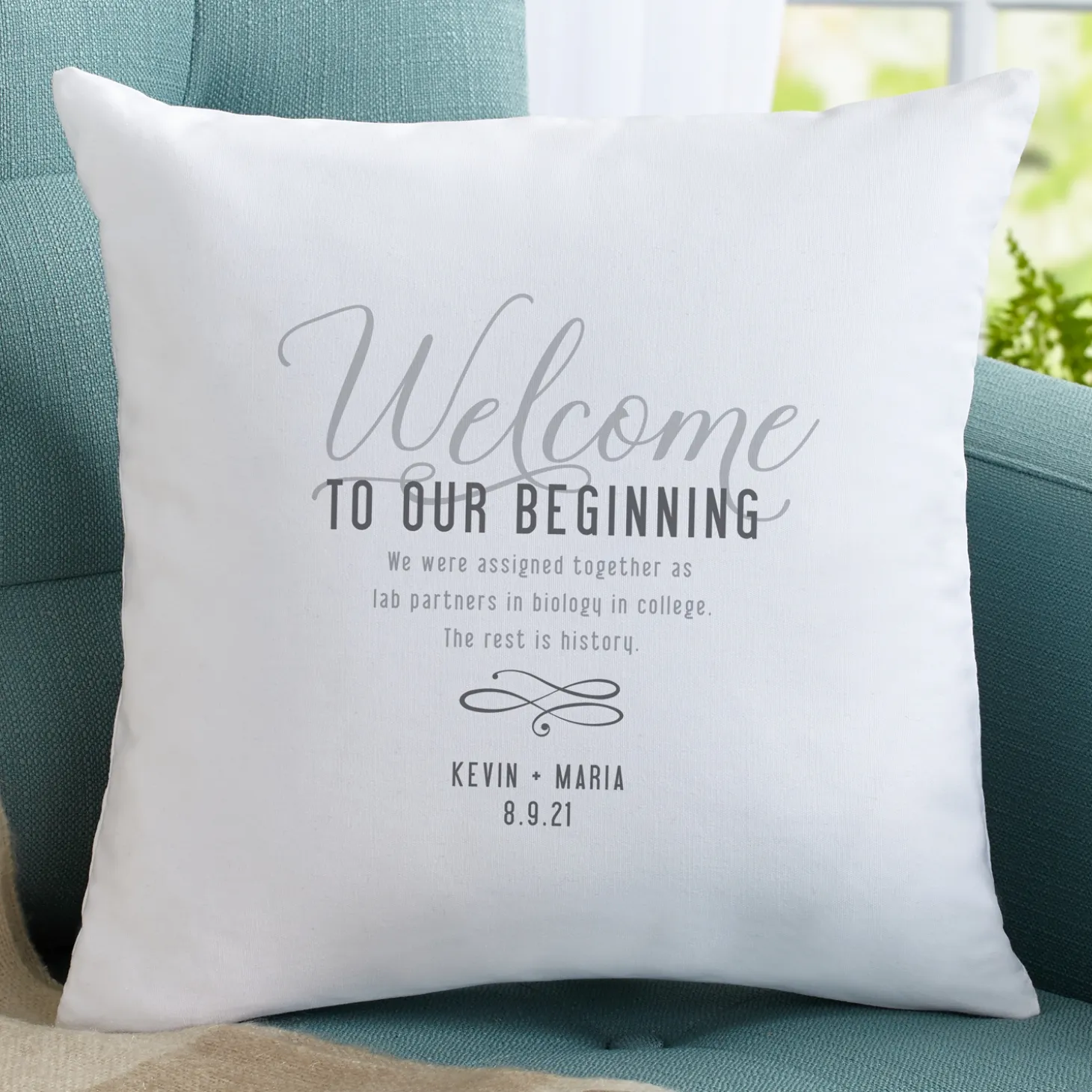 Welcome to Our Beginning Throw Pillow