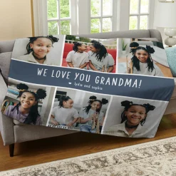 We Love You Photo Collage Plush Blanket