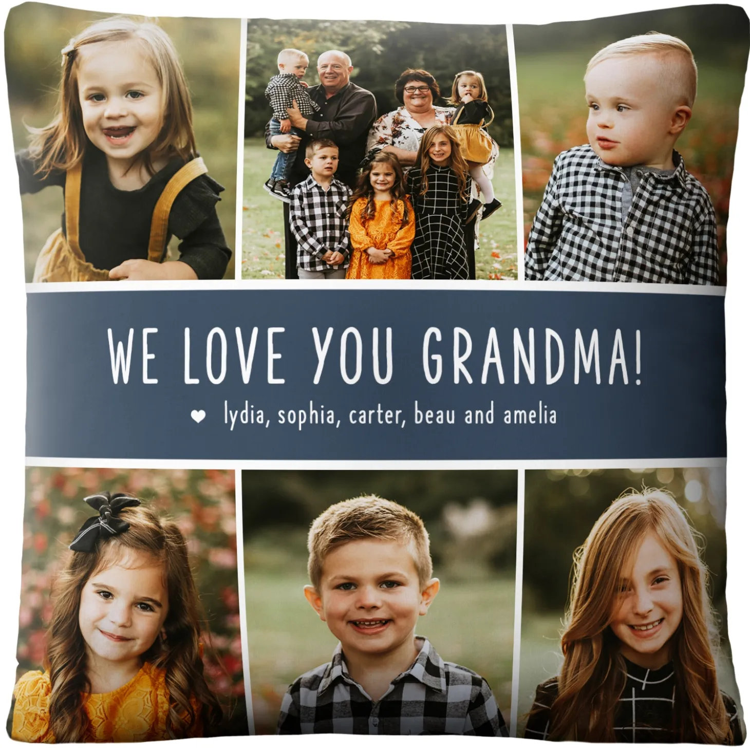 We Love You Photo Collage Throw Pillow