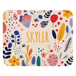 Whimsical Floral Name Quilted Baby Blanket