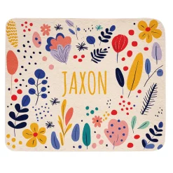 Whimsical Floral Name Quilted Baby Blanket