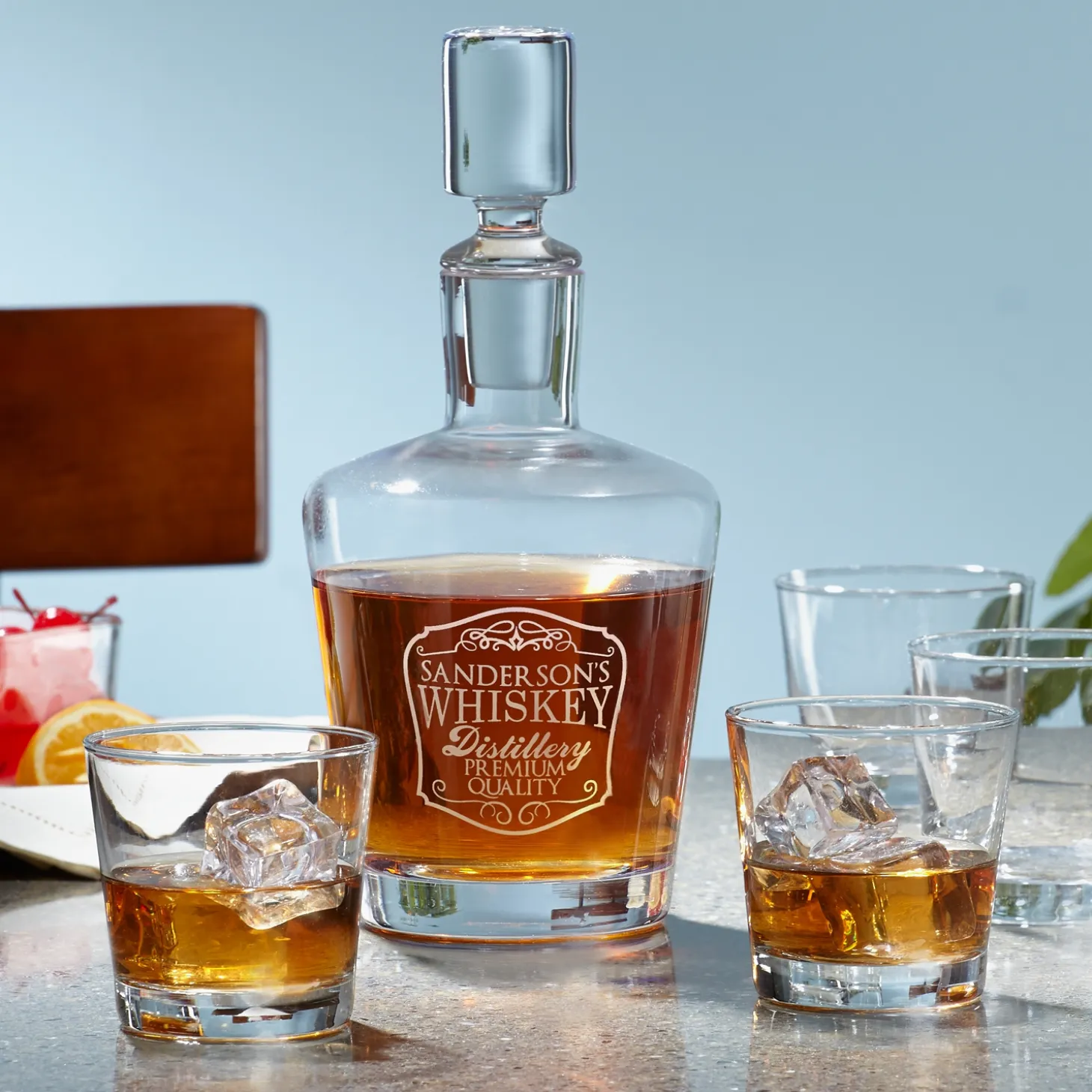Whiskey Distillery 5 Piece Decanter Set