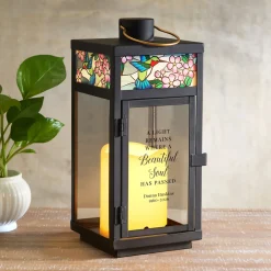 Whispering Wings Stained Glass Memorial Lantern