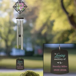 Whispering Wings Sympathy Stained Glass Wind Chime