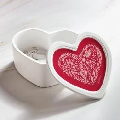 White Flowers Heart Keepsake Box
