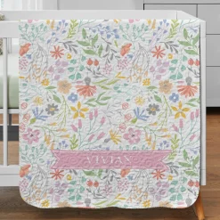 Wildflower Name Quilted Baby Blanket