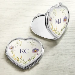 Wild Flowers Heart Compact Mirror
