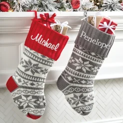 Winter Snowflake Knit Stocking