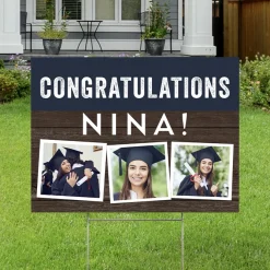 Wooden Stripe Graduation Photo Yard Sign