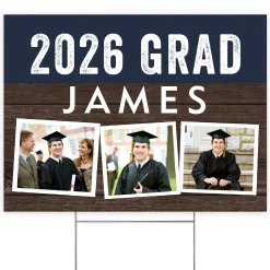 Wooden Stripe Graduation Photo Yard Sign