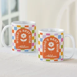World's Best Mom Checkered Mug