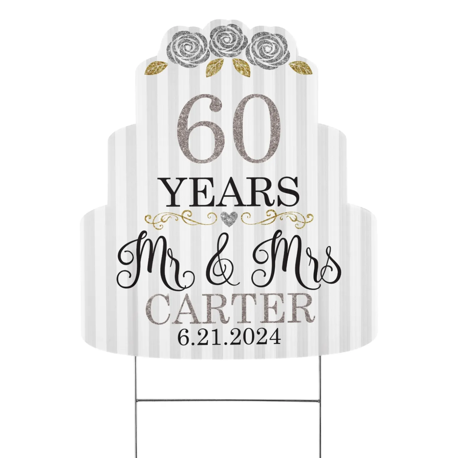 Years of Bliss Anniversary Cake Yard Sign