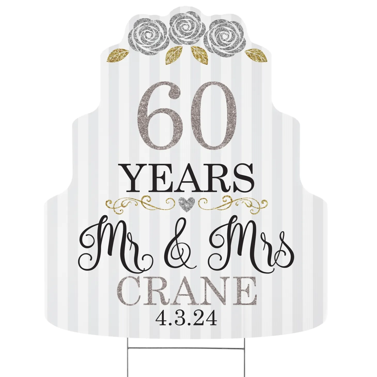 Years of Bliss Anniversary Cake Yard Sign