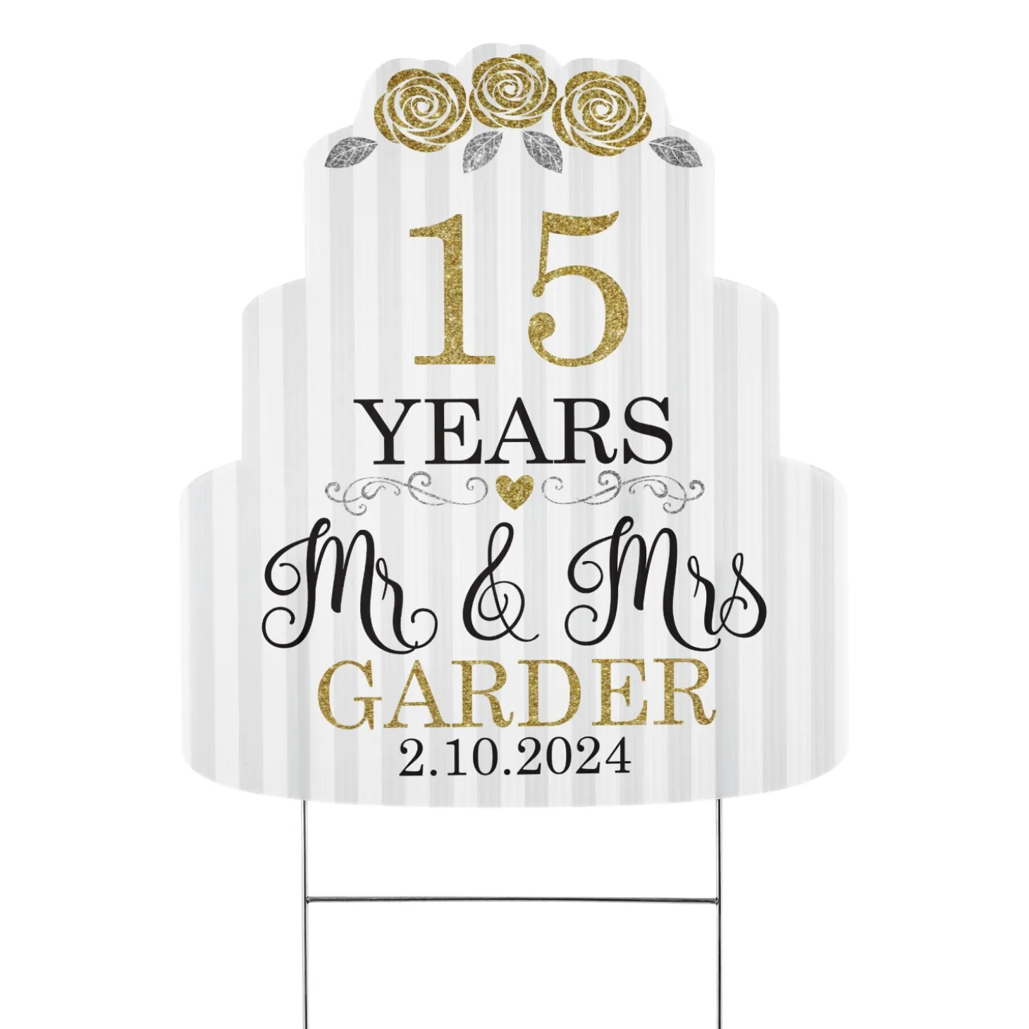 Years of Bliss Anniversary Cake Yard Sign