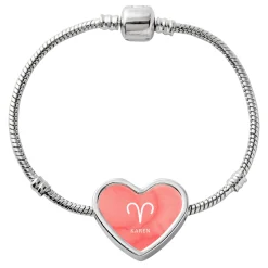Zodiac Sign Heart Charm Bracelet