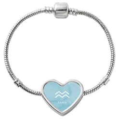 Zodiac Sign Heart Charm Bracelet