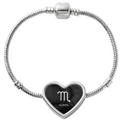 Zodiac Sign Heart Charm Bracelet