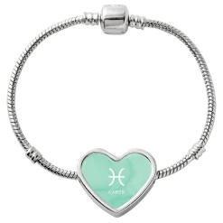 Zodiac Sign Heart Charm Bracelet